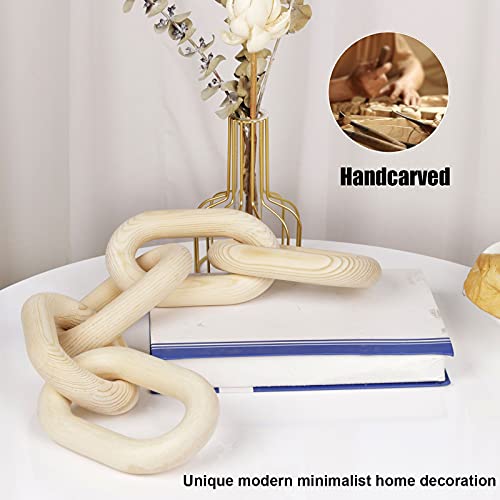 HMASYO Wood Chain Link Decor, 5-Link Wooden Decorative Chain Home Decor Accents, Coffee Table Decor, Shelf Decor Aesthetic, Bookshelf Table Decorative Objects for Living Room, Housewarming Gifts - Image 2