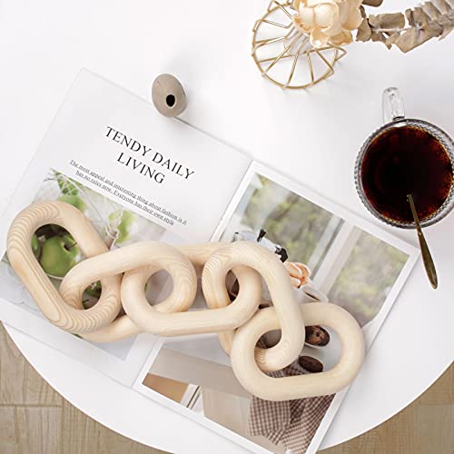 HMASYO Wood Chain Link Decor, 5-Link Wooden Decorative Chain Home Decor Accents, Coffee Table Decor, Shelf Decor Aesthetic, Bookshelf Table Decorative Objects for Living Room, Housewarming Gifts - Image 3