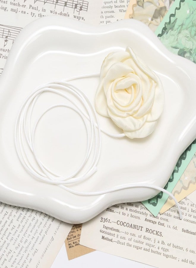 Mormchlots Vintage Flower Choker Necklace,Adjustable Lace-up Design Necklaces Handmade Camellia Rose Necklace,Elegant Neck Jewelry for Weddings/Parties/Holiday(White) - Image 4