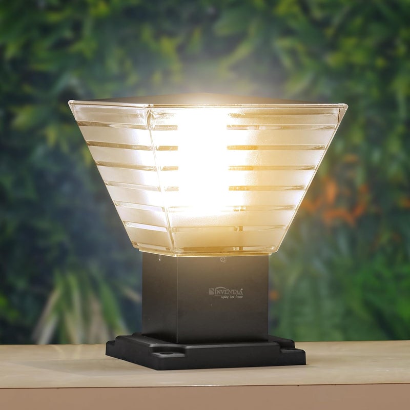 INVENTAA مصباح بوابة LED 12 واط فيلا للبوابة المنزلية مع ضمان لمدة سنة واحدة | مصباح خارجي مقاوم للماء لجدار المجمع، مصباح بوابة رئيسي، مصباح عمود خارجي مقاوم للماء، مصباح بولارد أبيض دافئ - Image 1