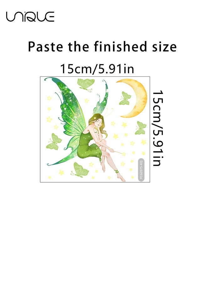 Unique Butterfly Fairy Luminous Wall Decal Sticker, Lovely Light Switch Wall Sticker, Cartoon Princess Wings Light Switch Decorative Sticker (Green) - Image 2