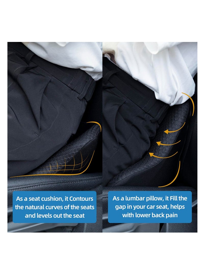Excefore Wedge Car Seat Cushion, Memory Foam Car Cushions for Driving, for Driving, Sciatica & Lower Back Pain Relief, Adults Seat Cushion for Car Seat Driver,Truck,Office Chair (Balck)  - Image 2