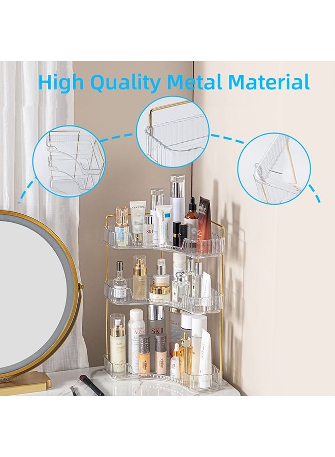 XiuWoo Makeup Organizer 3 Tier Bathroom Organizer for Perfumes and Makeups Skincare Toiletries ect Multifunctional Organizer Rack for Dresser Bedroom Living Room Bathroom (Transparent 3-Tier) - Image 5