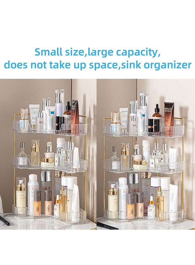XiuWoo Makeup Organizer 3 Tier Bathroom Organizer for Perfumes and Makeups Skincare Toiletries ect Multifunctional Organizer Rack for Dresser Bedroom Living Room Bathroom (Transparent 3-Tier) - Image 4