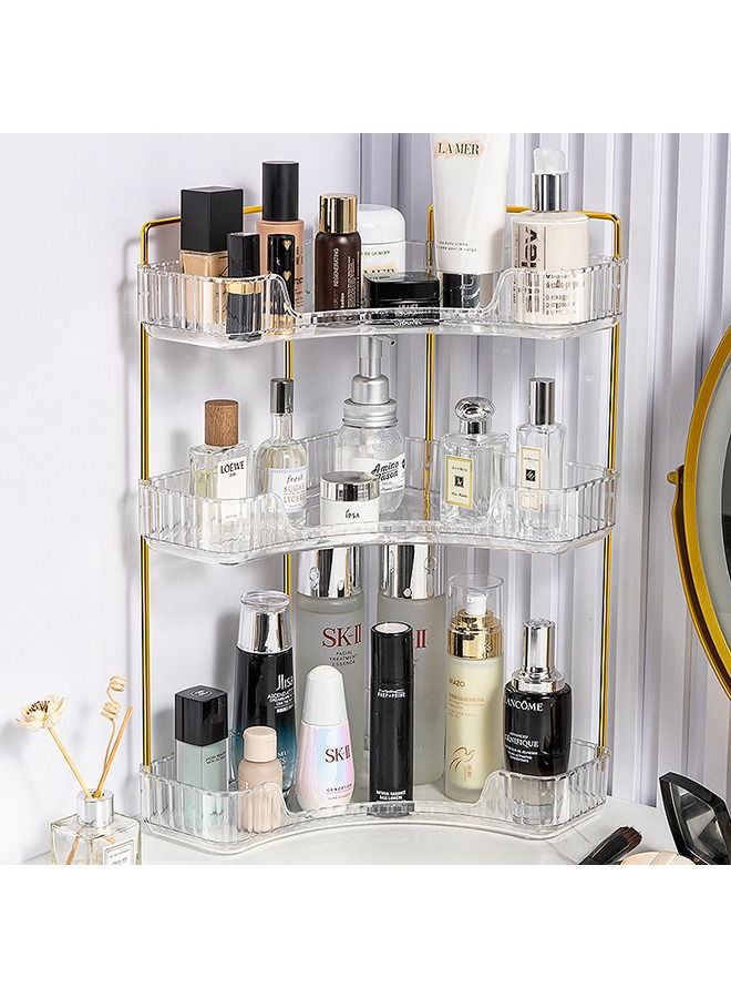 XiuWoo Makeup Organizer 3 Tier Bathroom Organizer for Perfumes and Makeups Skincare Toiletries ect Multifunctional Organizer Rack for Dresser Bedroom Living Room Bathroom (Transparent 3-Tier) - Image 2