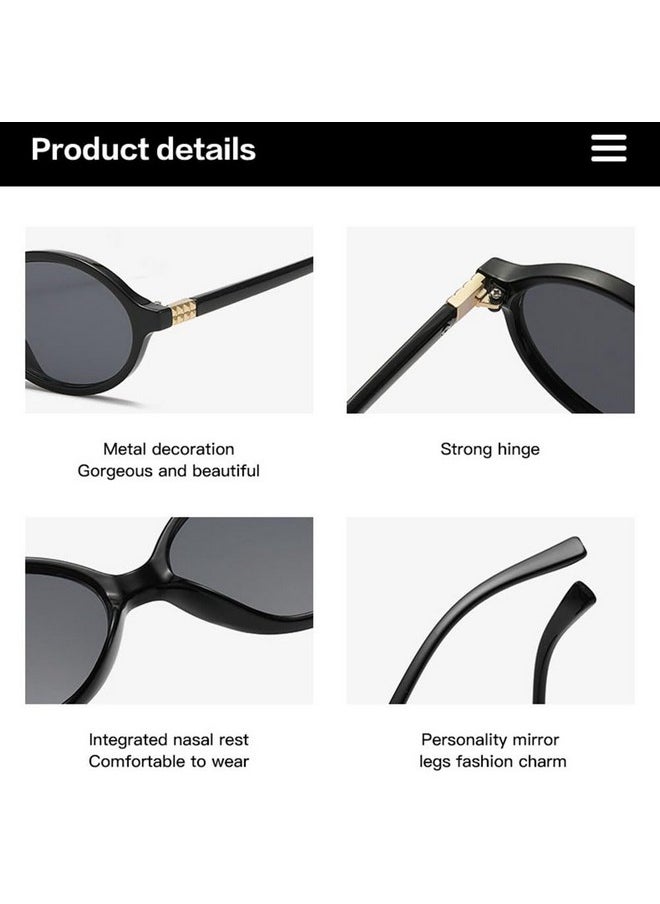 JOVAKIT - Retro Oval Sunglasses For Women Vintage Fashion 90S Small Oval Frame Sun Glasses Oval Eyeglasses (Tortoise/Grey) - Image 1