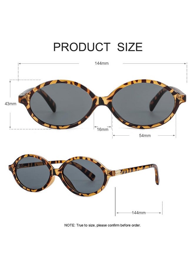 JOVAKIT - Retro Oval Sunglasses For Women Vintage Fashion 90S Small Oval Frame Sun Glasses Oval Eyeglasses (Tortoise/Grey) - Image 1