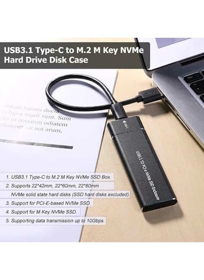 Generic NVME M.2 to Type-C USB3.1 10Gbps Aluminum External Solid State Drive Adapter Enclosure for 2280 2260 2242 2230 PCI-E M2 M-Key SSD, USB Type C Converter Case  - Image 3