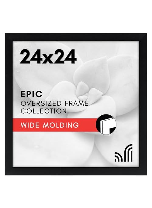 Americanflat Americanflat 24x24 Picture Frame with Polished Plexiglass  Epic Collection  Square Picture Frame with Engineered Wood  Wide Photo Frames for Wall display  Black 