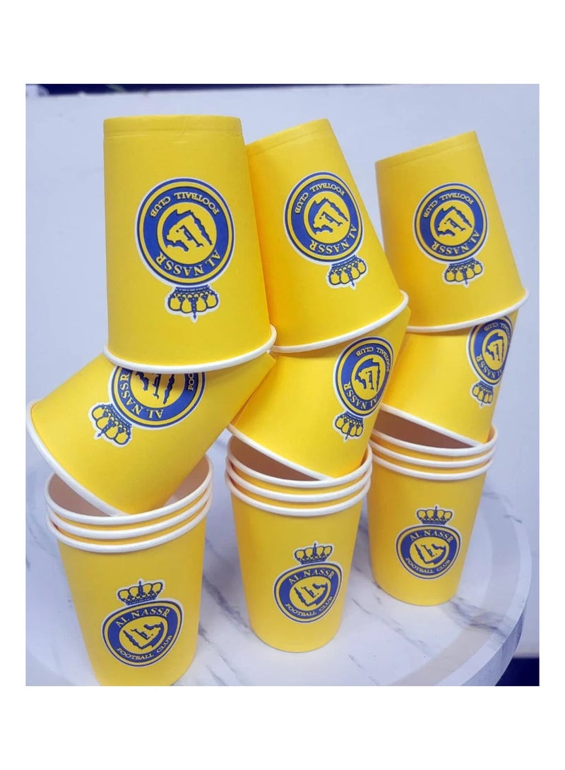 co arma Set of 24 yellow paper cups with Al-Nassr club logo, beverage cups for sporting events - Image 2
