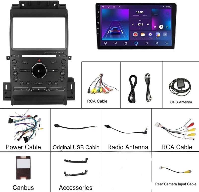 Vierex Android Car Stereo For Ford Taurus  (2011–2016), 2+32GB, GPS Navigation, Wireless CarPlay & Android Auto, WiFi, Bluetooth, DSP, Backup Camera, 4-Core Touchscreen - Image 5