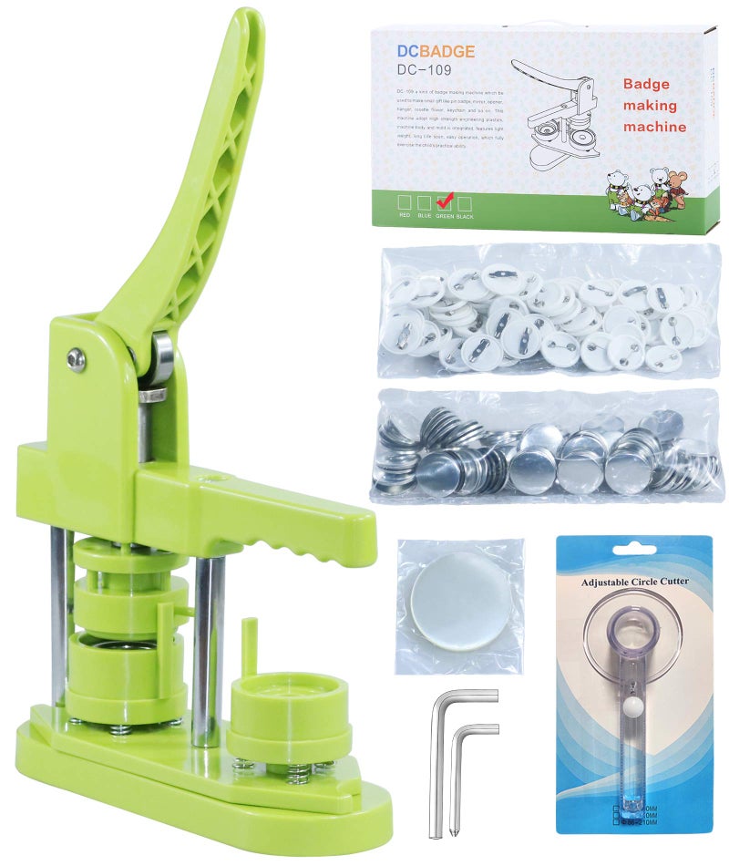 Happizza Button Maker Machine, (3rd Gen) Installation-Free 32mm(1.25 in) DIY Pin Button Maker Press Machine Kit, Badge Punch Press Machine with Free 500pcs Button Parts&Pictures&Circle Cutter - Image 1