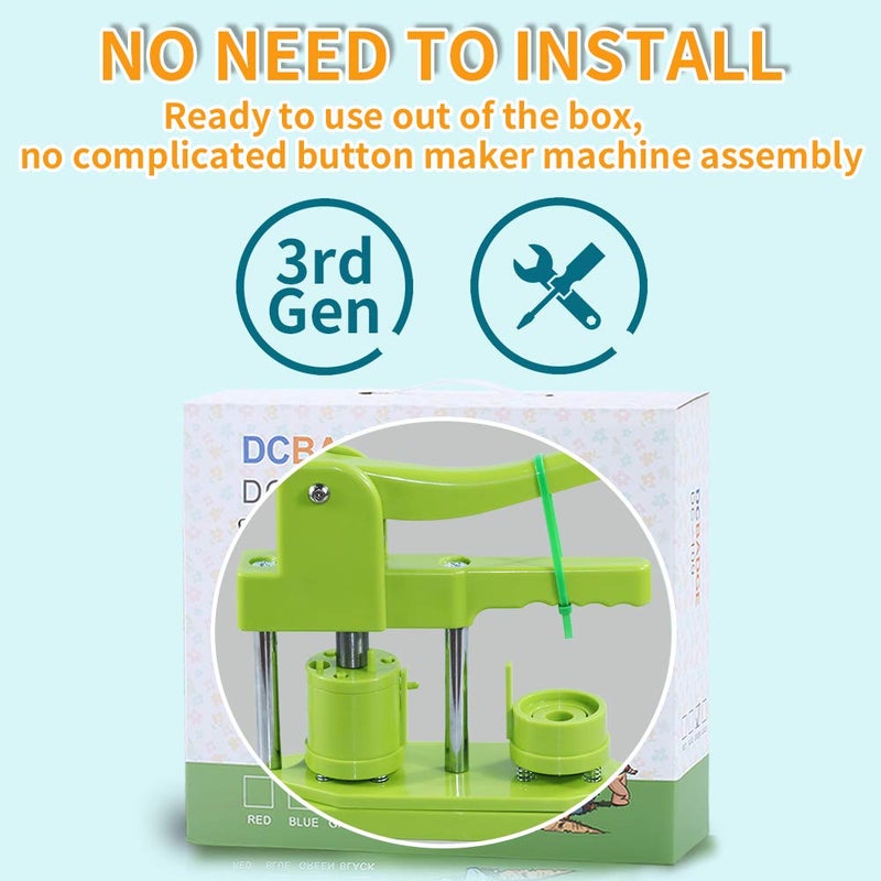 Happizza Button Maker Machine, (3rd Gen) Installation-Free 32mm(1.25 in) DIY Pin Button Maker Press Machine Kit, Badge Punch Press Machine with Free 500pcs Button Parts&Pictures&Circle Cutter - Image 2