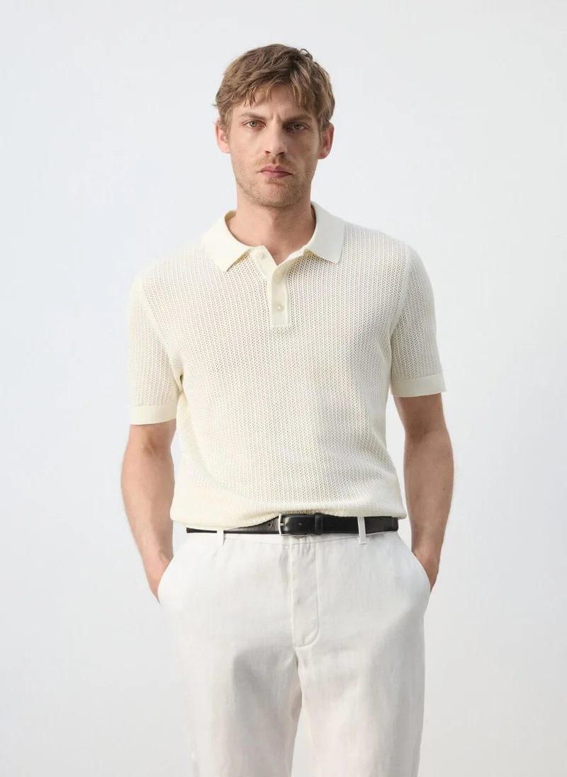 مانجو مان Open-Knit 100% Cotton Polo