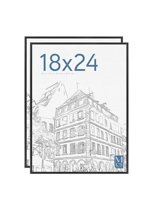 MCS MCS Original Poster Frame 18x24 Black Lightweight Vertical  Horizontal Wall Hanging Large Picture Frame for Posters Art Prints  Gallery Wall 2Pack 
