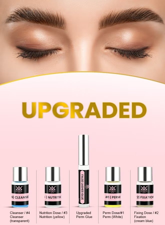 Kanza مجموعة تصفيح الحواجب، مجموعة تصفيح الحواجب، مجموعة الرموش والحواجب 2 في 1، مجموعة أدوات تجعيد احترافية شبه دائمة للاستخدام المنزلي والمهني، مجموعة أدوات الحواجب والرموش للنساء - Image 2