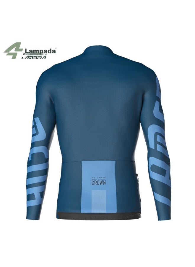 Lampada Lanpada Professional Tight-fitting Men's Road Bike Cycling Jersey, Long-sleeve Top, Spring And Autumn Bicycle Wear, Ocean Blue, M - Image 4