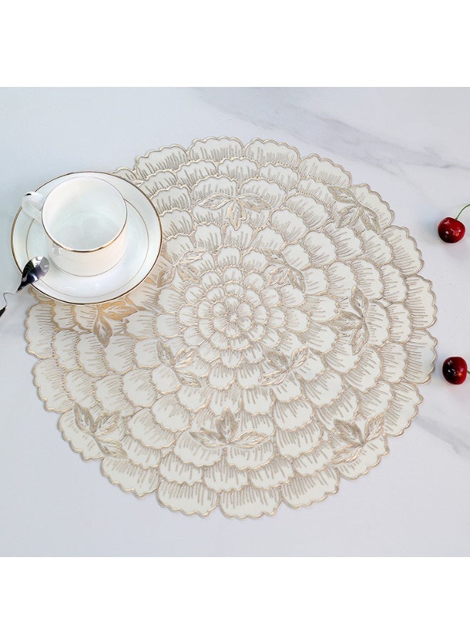 NIBEMINENT 2pcs Round Pvc Placemat Creative Waterproof, Oil, Heat Insulation Mat Hollow Decorative Mat  - Image 2