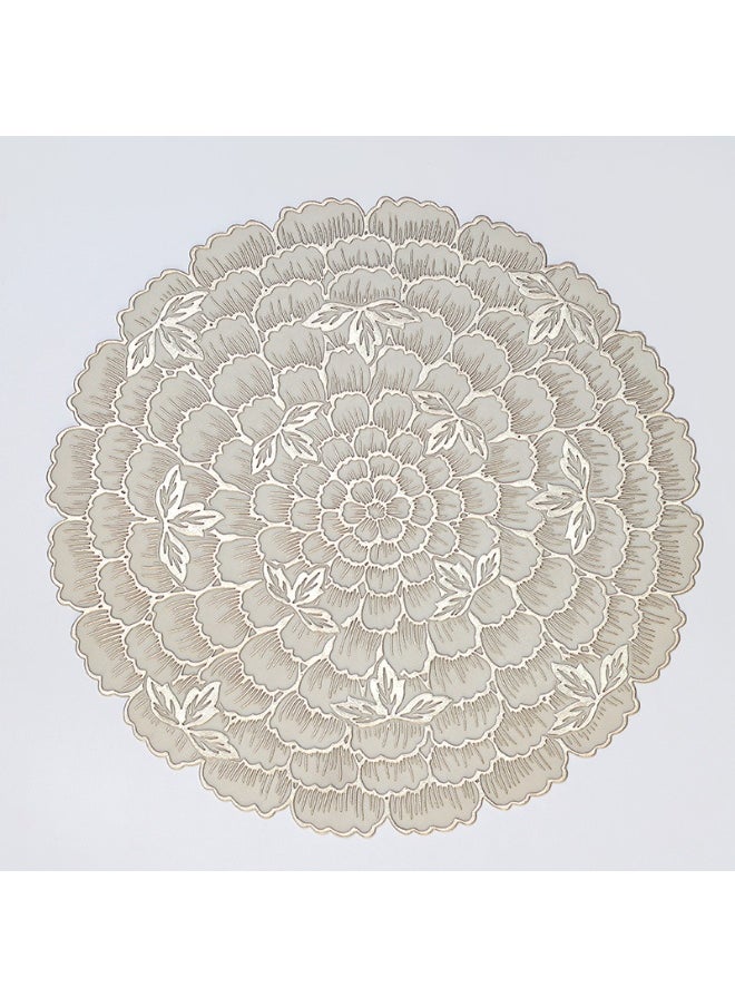 NIBEMINENT 2pcs Round Pvc Placemat Creative Waterproof, Oil, Heat Insulation Mat Hollow Decorative Mat  - Image 3