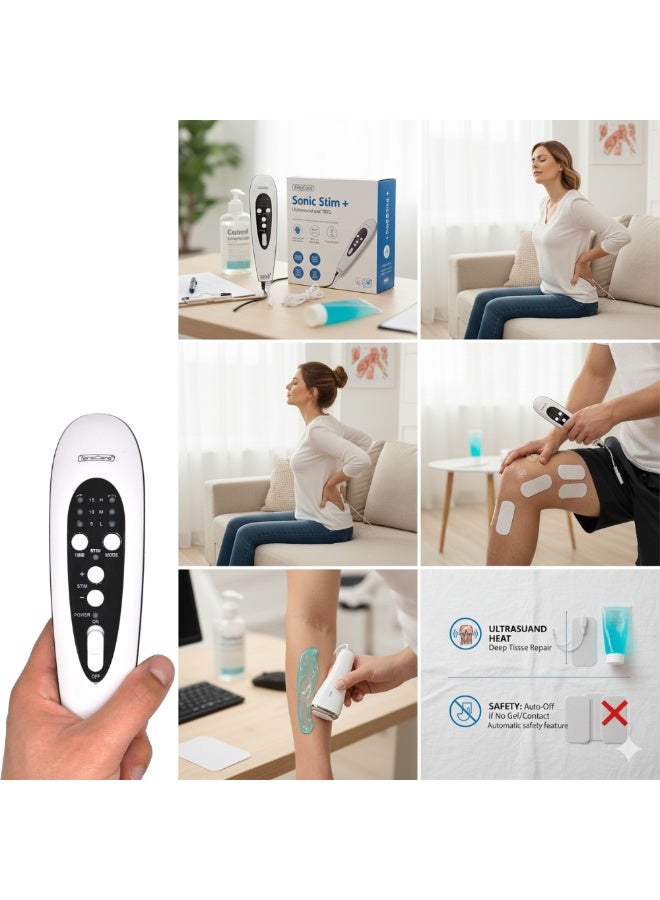 TensCare Sonic Stim + Professional TENS & Ultrasound Massager – Dual Therapy for Chronic & Muscle Pain Relief – Whole Body Home Physiotherapy with Heat Therapy - Image 5