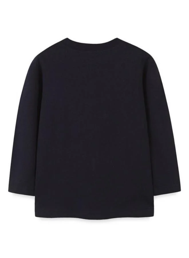 YUNIQEE Black Printed Long Sleeve Crew Neck T-Shirt