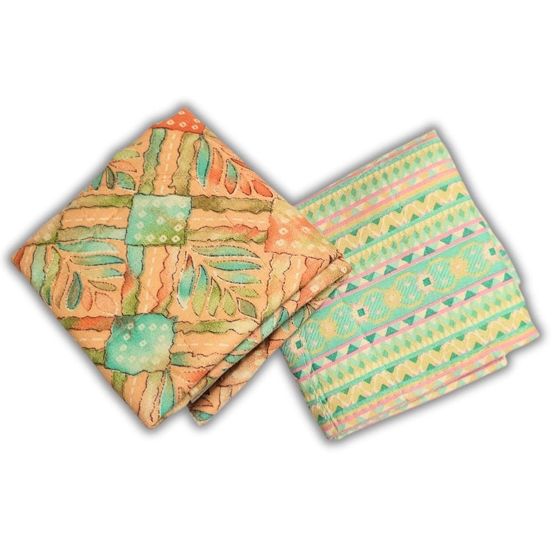 MASALA POTLI Double Layer 100% Cotton Roti Cover Microfiber Padding Foam | Chapati Cover | Traditional Roti Rumals (Assorted Colour) - Pack of 2 - Image 1