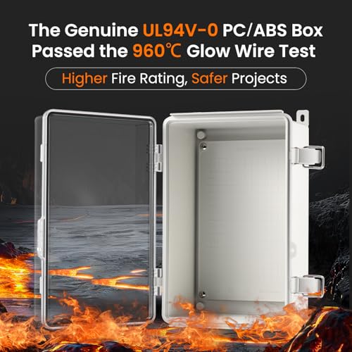 QILIPSU UL94-V0 Outdoor WiFi Enclosure Waterproof Router Junction Box, 11.4"x7.5"x5.5" Pro IP67 Electrical Network Enclosure, Clear Hinged Door Weatherproof for Solar Projects - Image 2