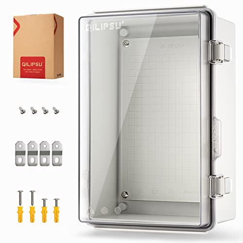 QILIPSU UL94-V0 Outdoor WiFi Enclosure Waterproof Router Junction Box, 11.4"x7.5"x5.5" Pro IP67 Electrical Network Enclosure, Clear Hinged Door Weatherproof for Solar Projects - Image 1