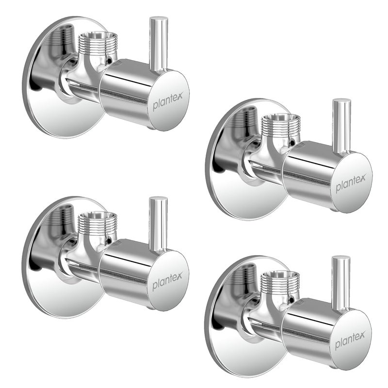 Plantex Angle Cocke for BathroomAngle Tap with Wall Flange and Teflon Tape Pack of 4 Chrome - Image 1