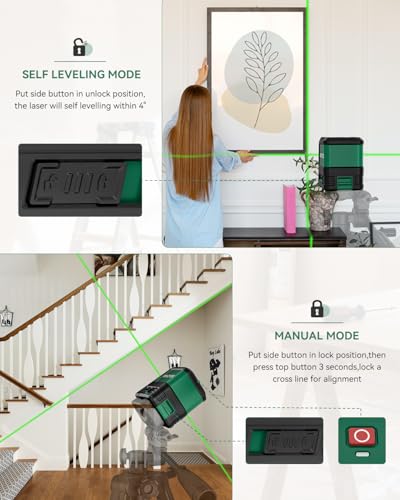 Nikotek Laser Level Selfleveling Green Line Laser With Horizontal and Vertical Lines for Construction and Picture Hanging Battery Included - Image 3