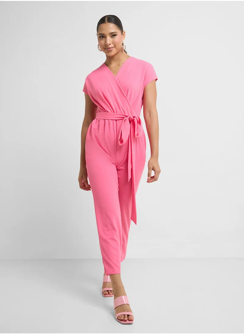 Ginger V Neck Wrap Detail Jumpsuit