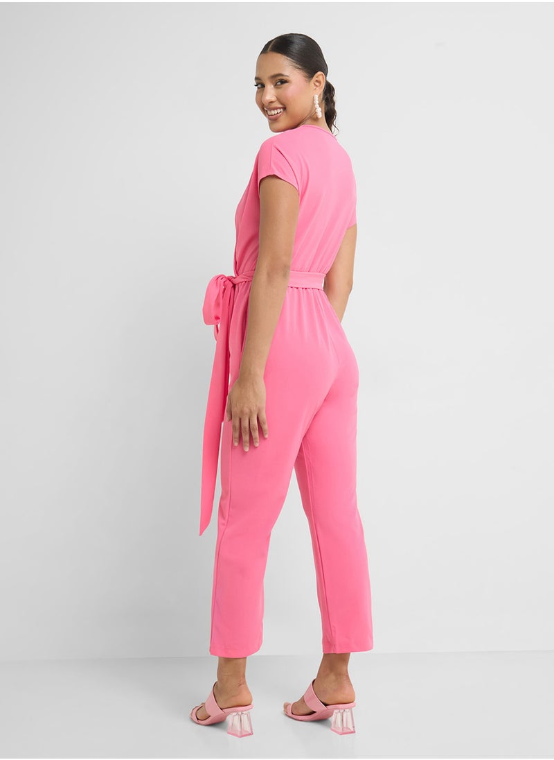 Ginger V Neck Wrap Detail Jumpsuit  - Image 2