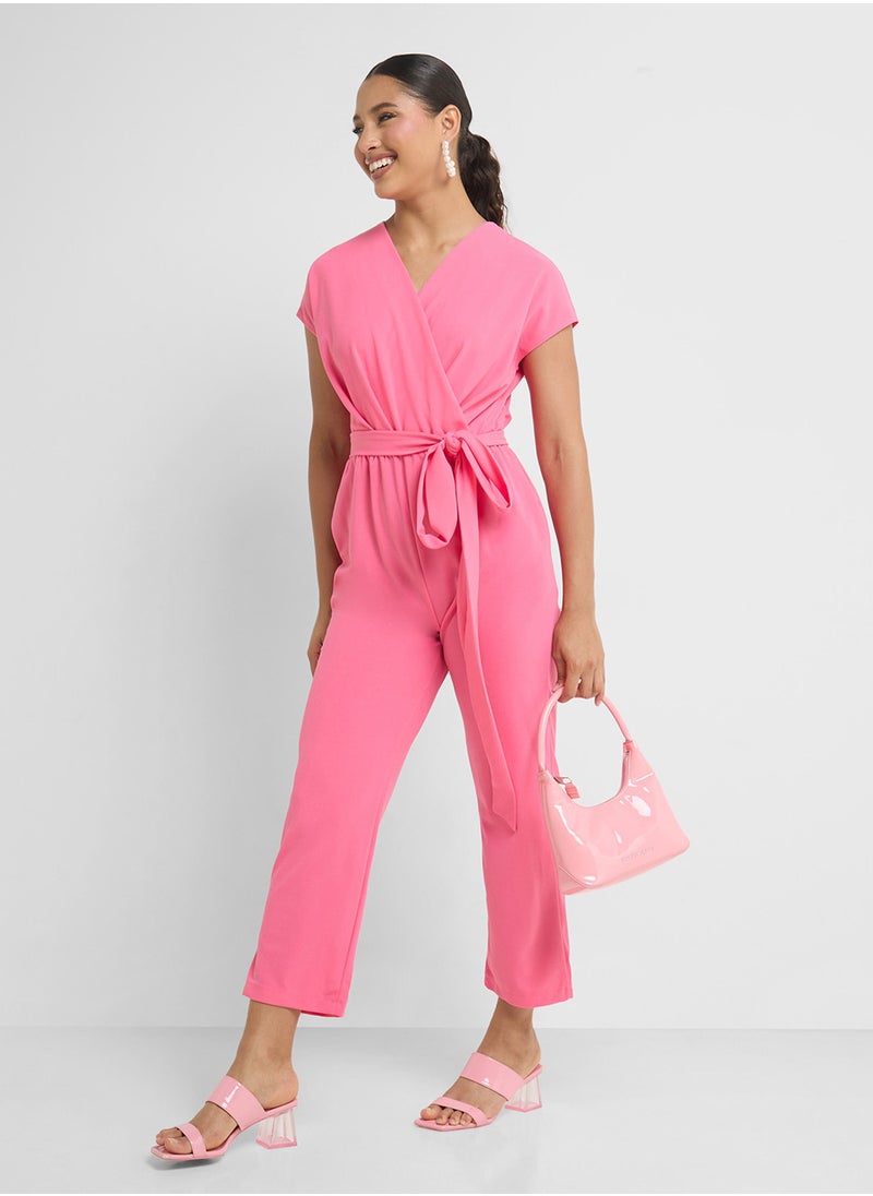 Ginger V Neck Wrap Detail Jumpsuit  - Image 4
