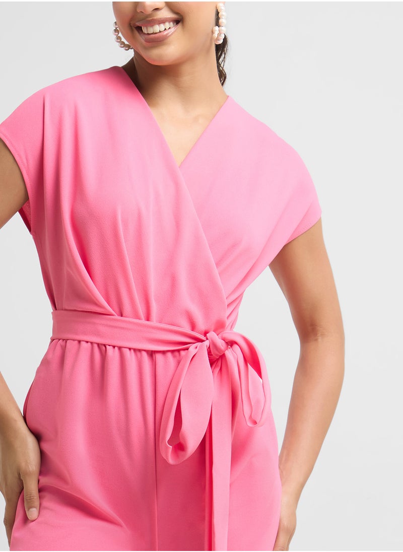 Ginger V Neck Wrap Detail Jumpsuit  - Image 3