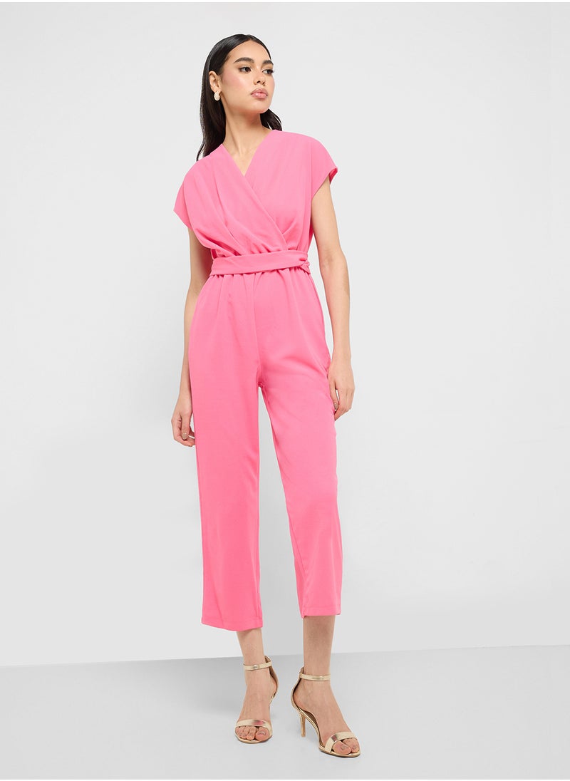 Ginger V Neck Wrap Detail Jumpsuit  - Image 4