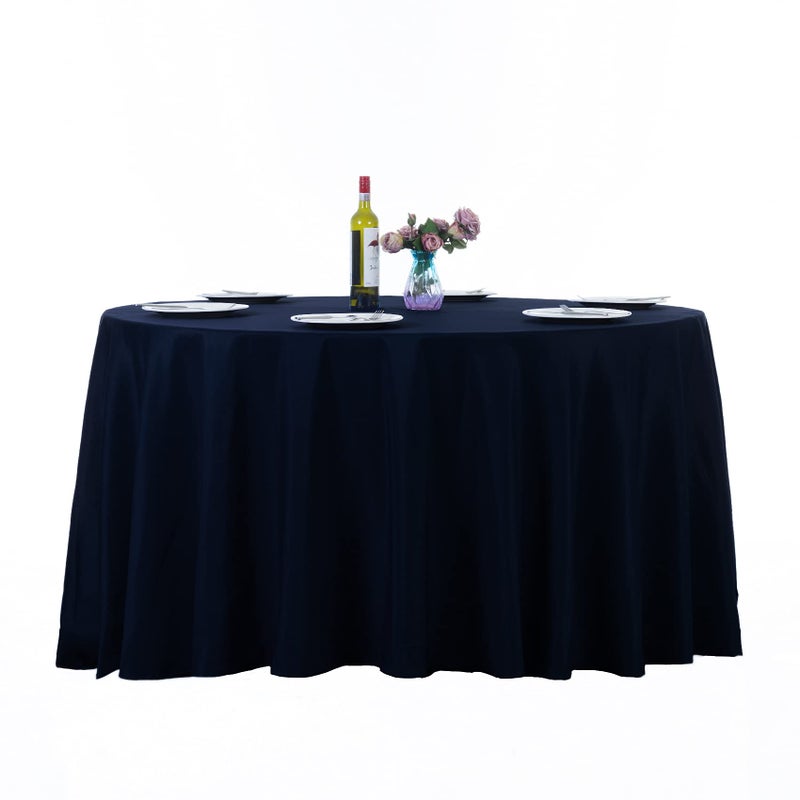 Ascoza 2pack 108 Inch Navy Round Tablecloth in Washable Polyester Fabric for WeddingBanquetRestaurantParties