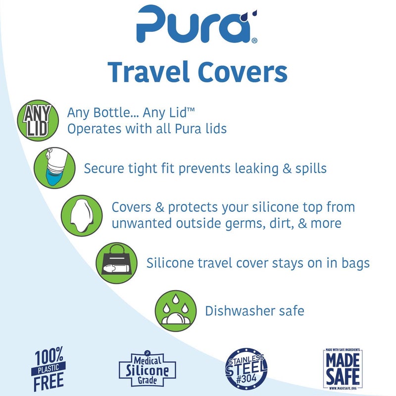 Pura Kiki Nipple/Spout Silicone Travel Covers - Pura Lids Compatible | Plastic-Free, Medical Grade, MadeSafe Certified | Prevents Leaks & Spills, Secure Fit | 2-Piece - Image 3