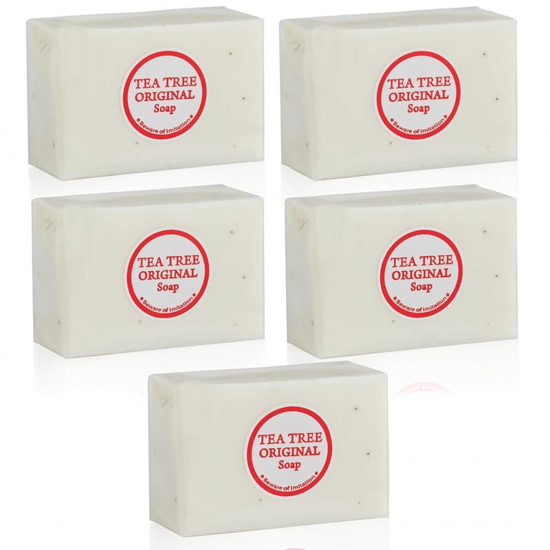 Relumins Original Tea Tree Soap Bar for AcneProne and Oily Skin 120g Deep Cleansing Face Body Bar with Tea Tree and Vitamin E Helps Remove Impurities and Refresh Skin x 5 Bars - Image 1