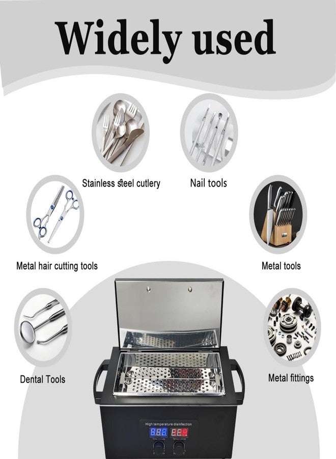 JOSBES Tool Sterilizers, High temperature sterilization up to 230°C Time Setting, for Nail Salons Dental Clinics Hair Cutting Tools and Daily Household Use Black - Image 3