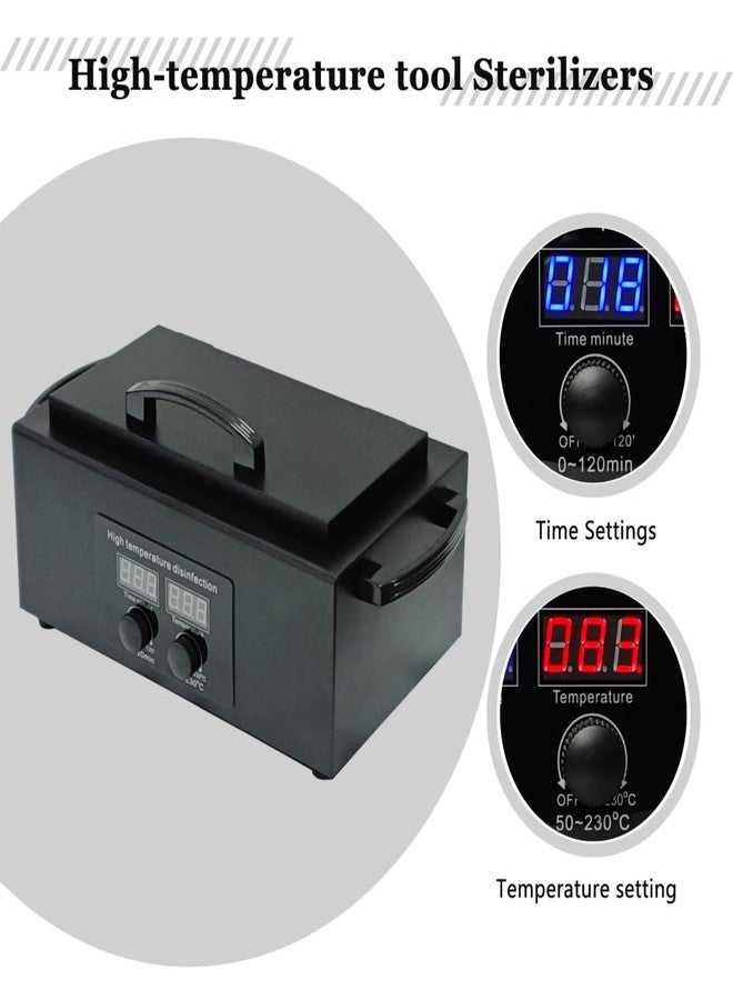 JOSBES Tool Sterilizers, High temperature sterilization up to 230°C Time Setting, for Nail Salons Dental Clinics Hair Cutting Tools and Daily Household Use Black - Image 5