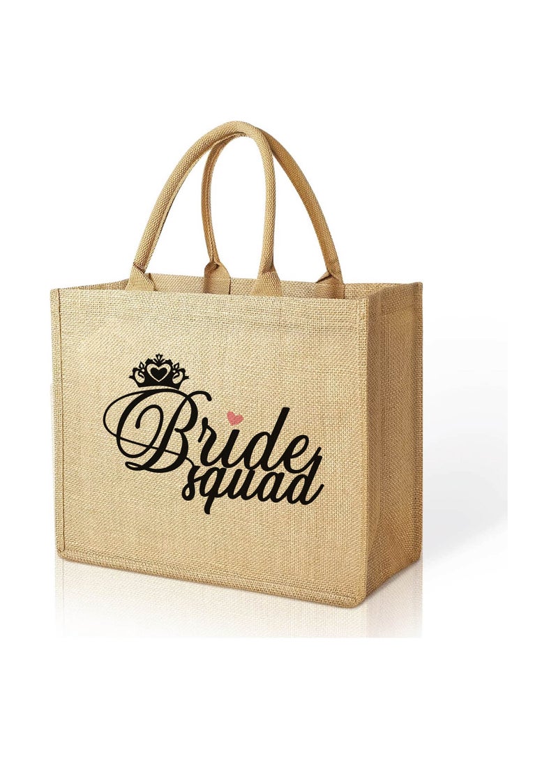 PRINTSHOP4ME Bride Squad Jute Totes for the Perfect Party Favor - Bridesmaids - Besties - Bags for the Perfect Wedding Squad - Gift Set for Bride Squad  - Image 1