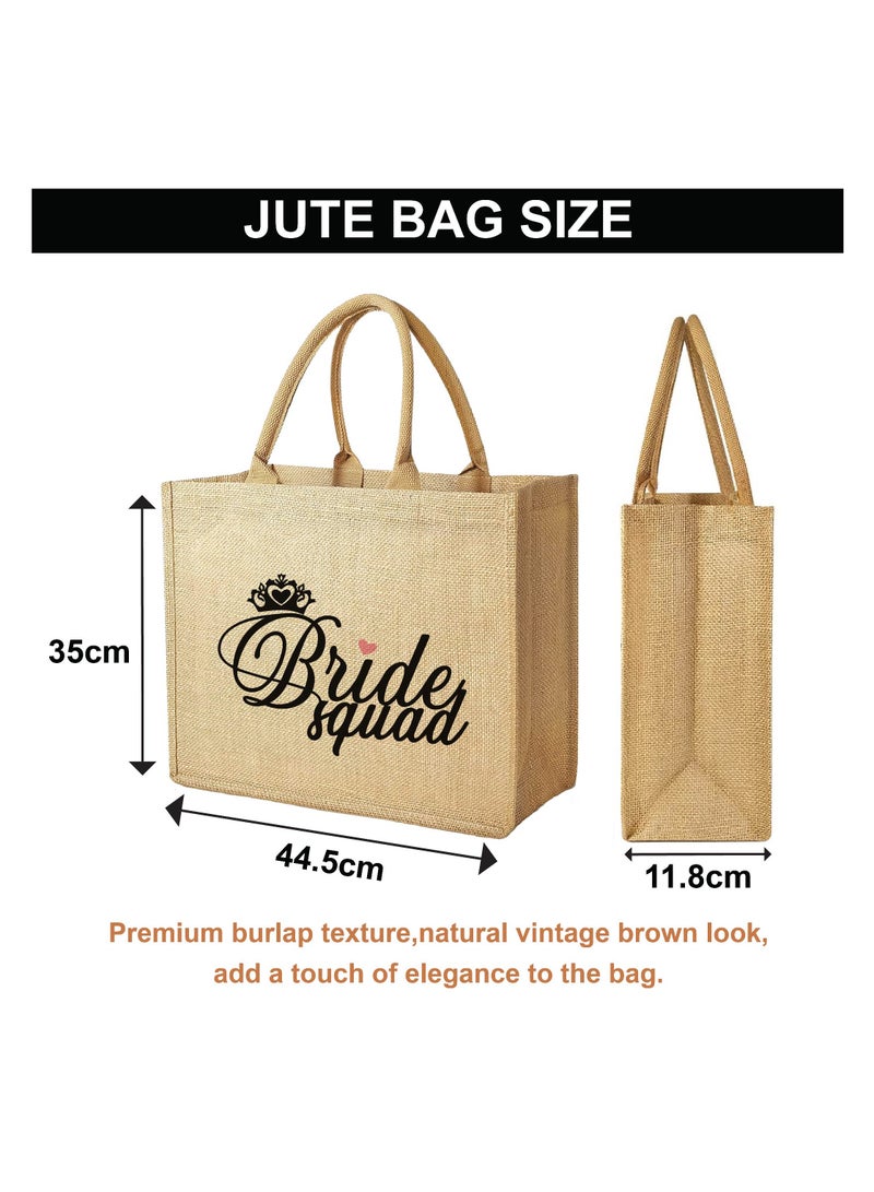 PRINTSHOP4ME Bride Squad Jute Totes for the Perfect Party Favor - Bridesmaids - Besties - Bags for the Perfect Wedding Squad - Gift Set for Bride Squad  - Image 2