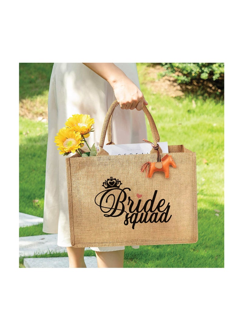 PRINTSHOP4ME Bride Squad Jute Totes for the Perfect Party Favor - Bridesmaids - Besties - Bags for the Perfect Wedding Squad - Gift Set for Bride Squad  - Image 4