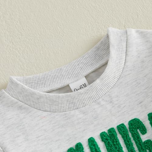 Frietlebird Toddler Boy St Patricks Day Outfit Letters Print Crewneck Sweatshirt with Pants Cute St Patricks Day Baby Boy Outfit (P-Grey Green,2-3T) - Image 5