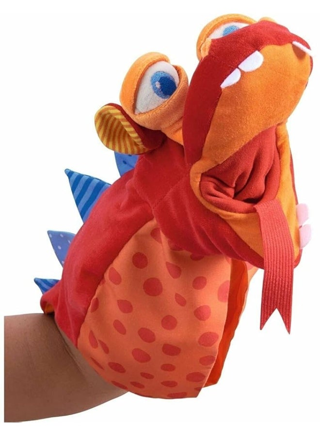 HABA HABA Glove Puppet Eat it Up Dragon - Hand Puppet with Belly Bag to Eat Small Objects  - Image 1