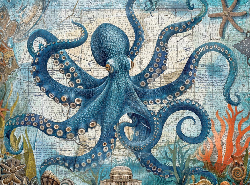 Cross & Glory 1000 Piece Jigsaw Puzzle for Adults | Neptuneâ€™s Navigator: The Octopus Voyage | Marine Ocean Artwork Puzzle | Challenging Brain Teaser - Image 5