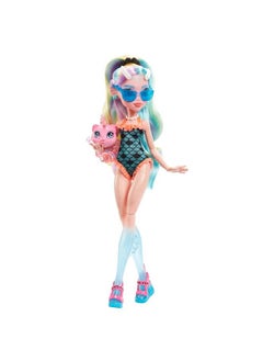MONSTER HIGH Lagoona Blue Fashion Doll With Colorful Streaked Hair Signature Look Accessories & Pet Piranha  - Image 4