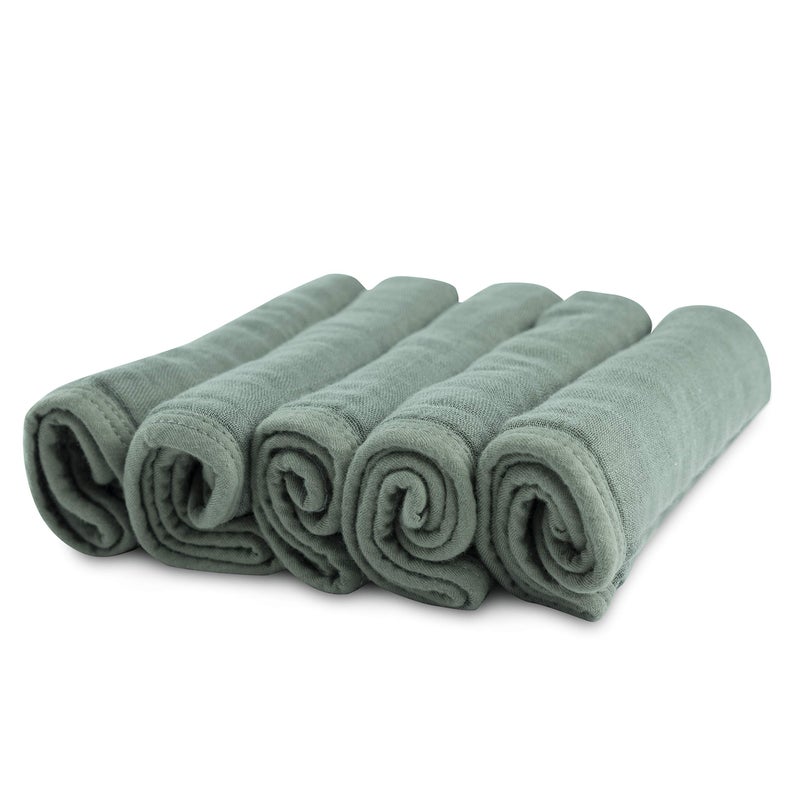 Natemia مناديل استحمام ناتيميا للأطفال حديثي الولادة - مناديل فاخرة للأطفال، فائقة الامتصاص وناعمة للغاية مصنوعة من الرايون من الخيزران، 6 طبقات من مناديل الاستحمام للبنات والأولاد، مجموعة مكونة من 5 قطع - Image 3