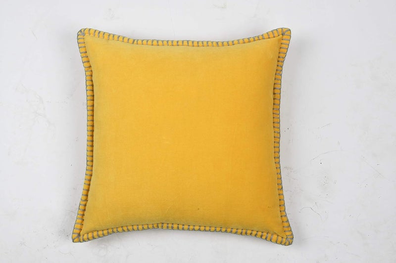 IMPEXART PVT LTD 100 Export Quality Velvet Super Soft Decorative Blanket Stitch Corner TwinSides Design Soft Throw Pillow Cases for Couch Cushion Covers for Sofa 16 x 16 Yellow Pack of 2 - Image 4