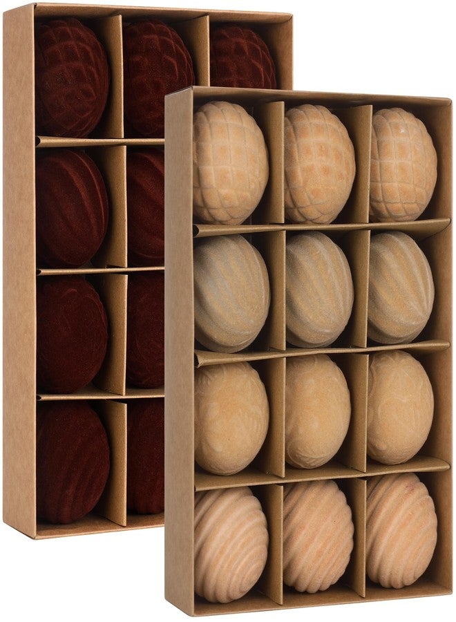 Vinsot 24 Pcs Khaki and Brown Velvet Christmas Ornaments Balls 2.36 Inch Flocked Christmas Tree Ball Hanging Ornaments Velvet Xmas Baubles for Xmas Party Wedding Home Decor - Image 1